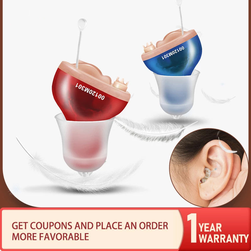 Red and Blue Hearing Aids Sound Amplifier (Bilingual)